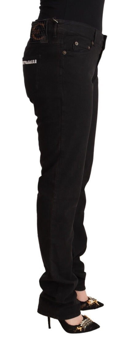 Just Cavalli Black Mid Waist Denim Cotton Skinny Jeans by Just Cavalli