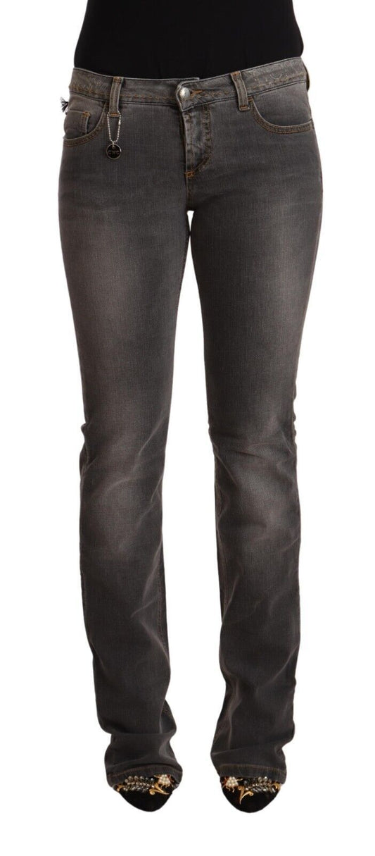 Costume National Gray Washed Low Waist Straight Denim Jeans by Costume National