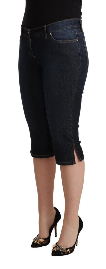 GF Ferre Blue Cotton Stretch Low Waist Slim Capri Denim Jeans by GF Ferre