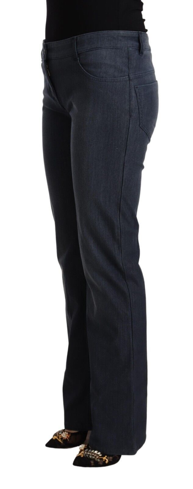 MARGHI LO' Dark Blue Cotton Straight Denim Jeans by MARGHI LO'