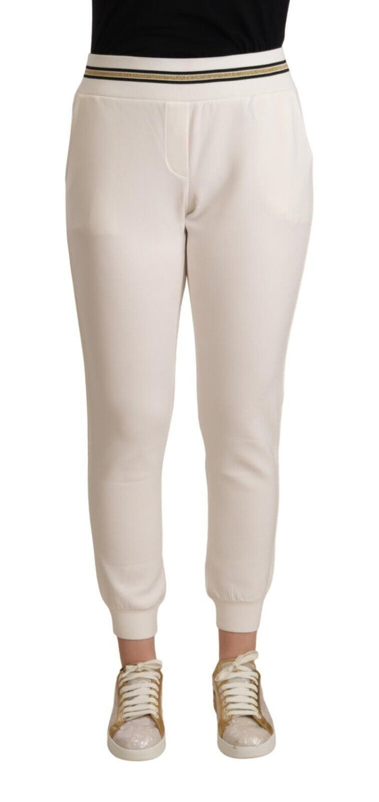 Patrizia Pepe White Polyester Mid Waist Jogger Pants by Patrizia Pepe