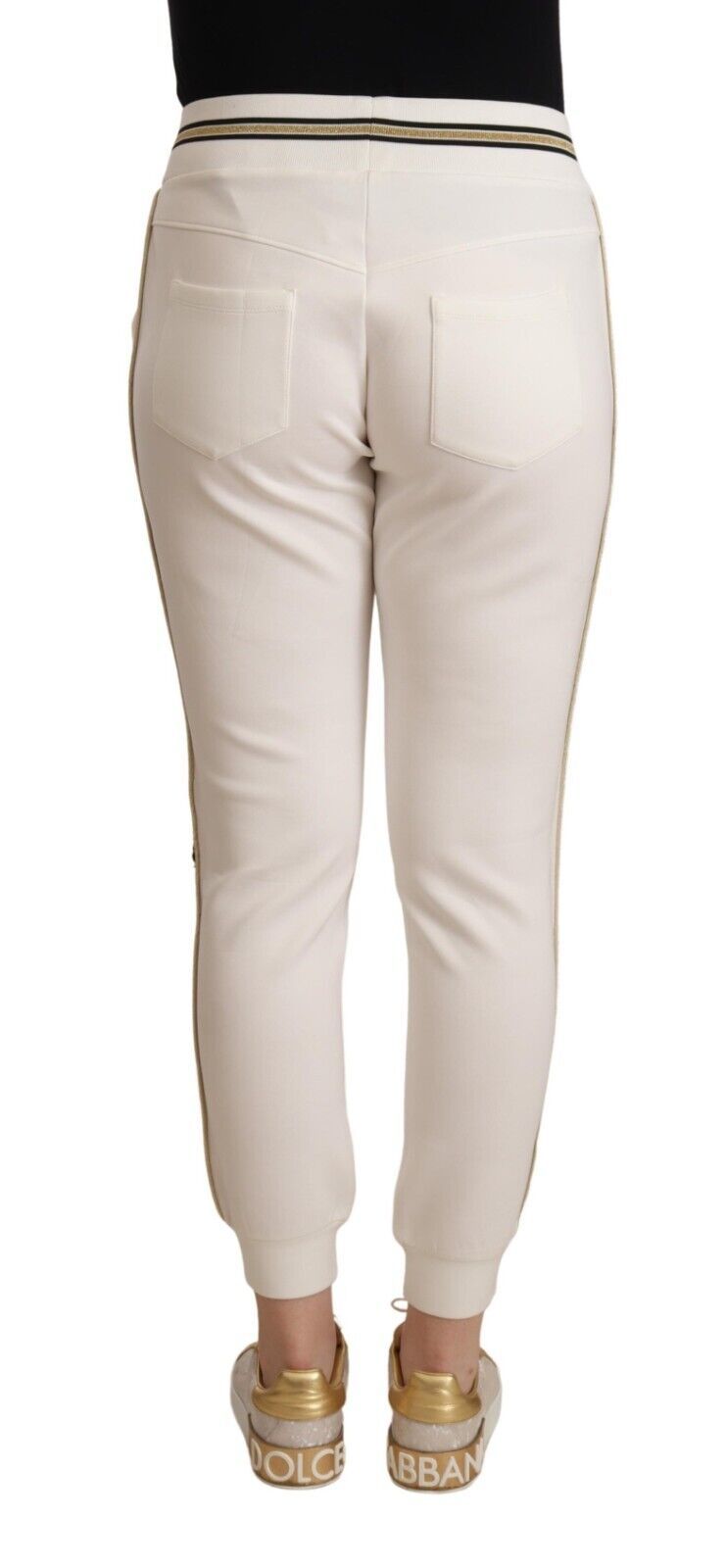 Patrizia Pepe White Polyester Mid Waist Jogger Pants by Patrizia Pepe