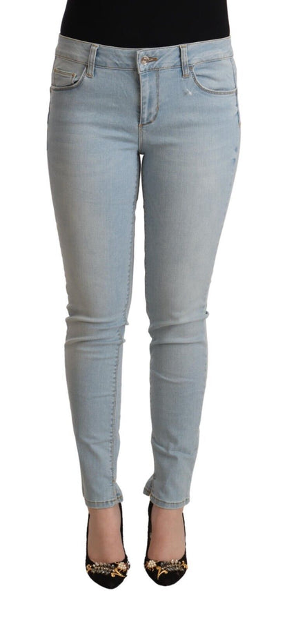 Liu Jo Light Blue Cotton Mid Waist Slim Fit Denim Jeans by Liu Jo
