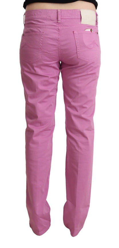 Jacob Cohen Pink Cotton Low Waist Denim Tapered Jeans by Jacob Cohen