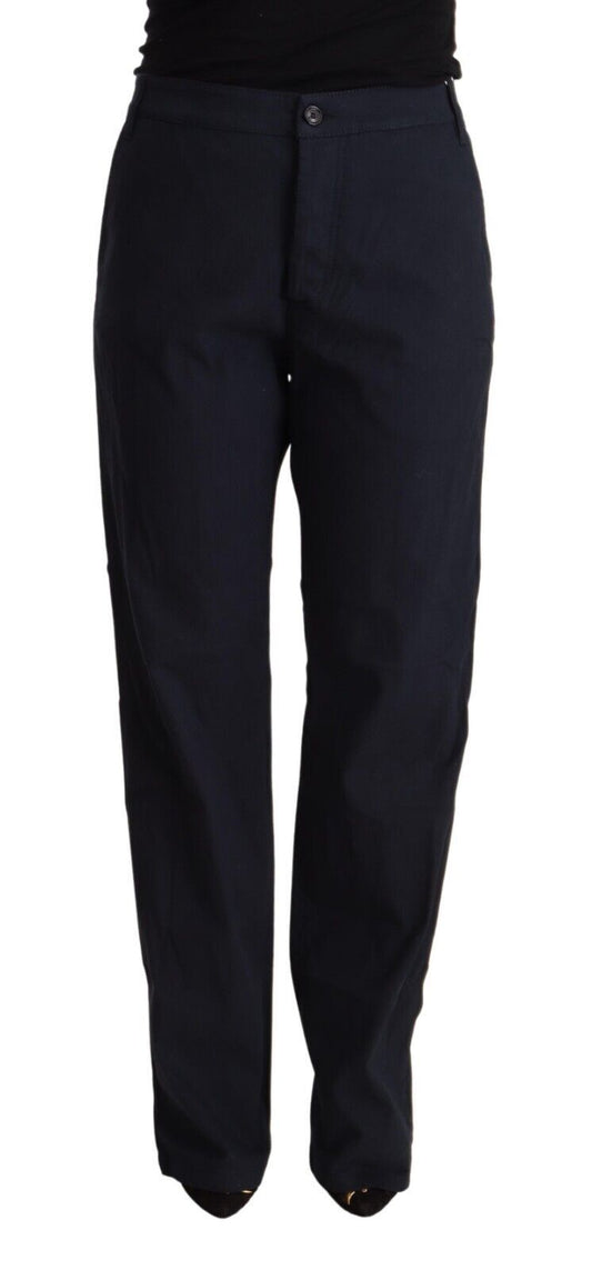 Exte Black High Waist Tapered Cotton Pants by Exte