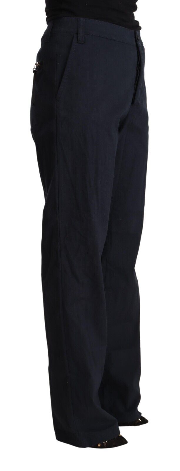 Exte Black High Waist Tapered Cotton Pants by Exte