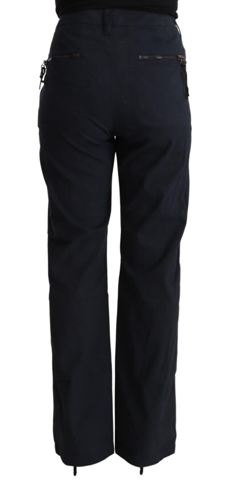 Exte Black High Waist Tapered Cotton Pants by Exte