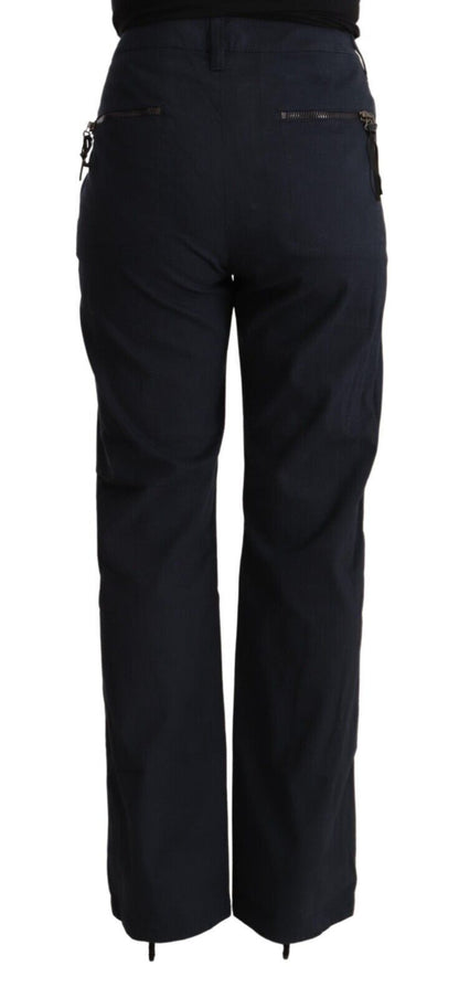 Exte Black High Waist Tapered Cotton Pants by Exte