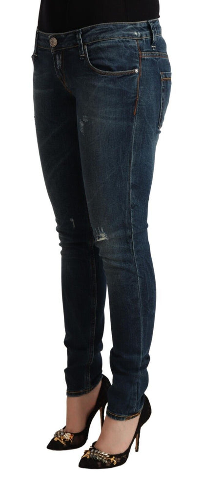 Eight Blue Washed Low Waist Slim Fit Denim Jeans