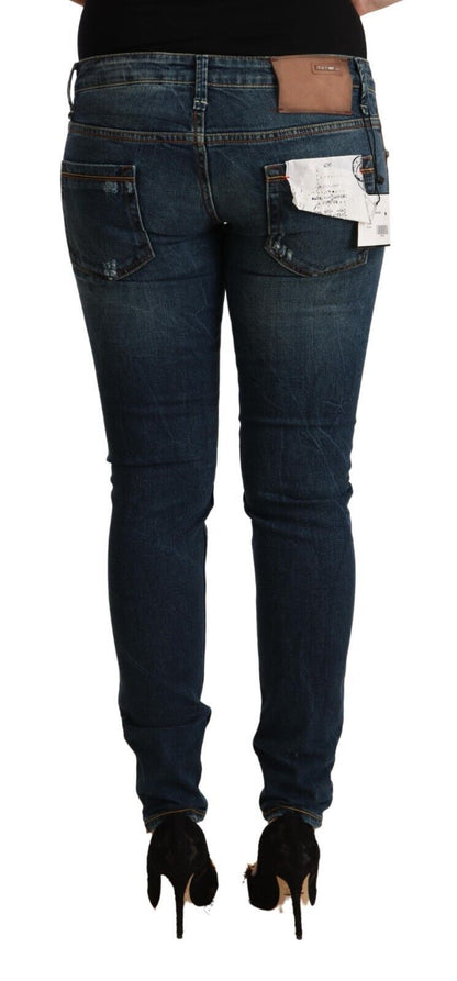 Eight Blue Washed Low Waist Slim Fit Denim Jeans
