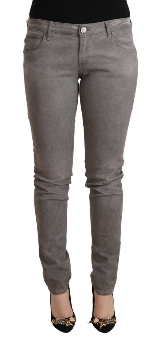 Jean skinny taille basse gris en coton Eight Chic