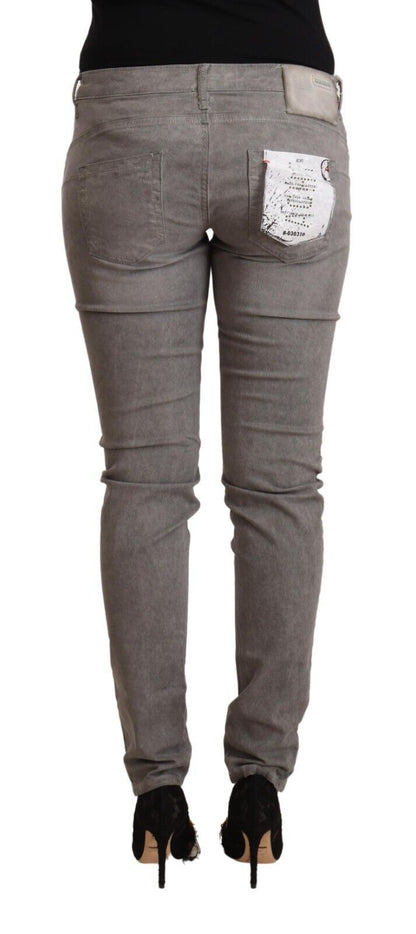 Eight Gray Cotton Low Waist Skinny Push Up Denim Jeans