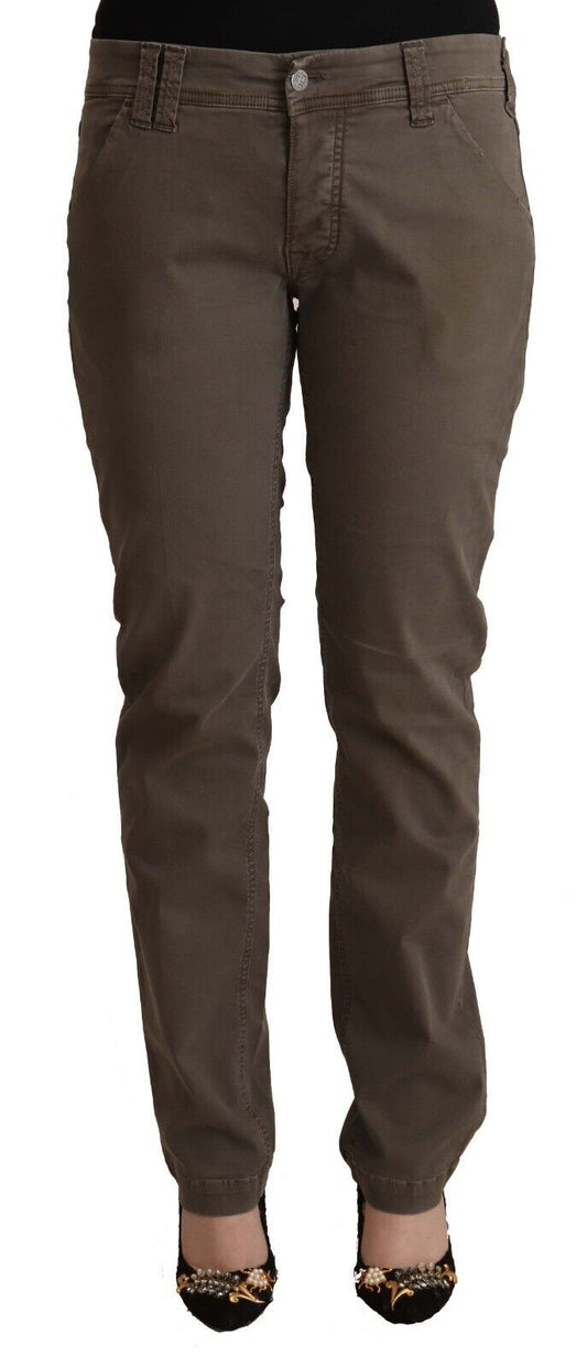CYCLE Brown Cotton Low Waist Skinny Casual Jeans by CYCLE