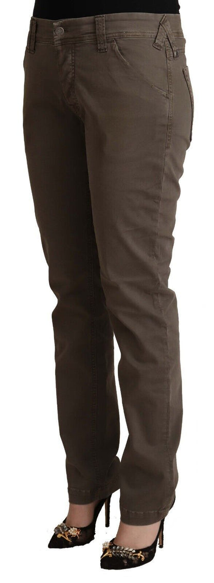 CYCLE Brown Cotton Low Waist Skinny Casual Jeans by CYCLE
