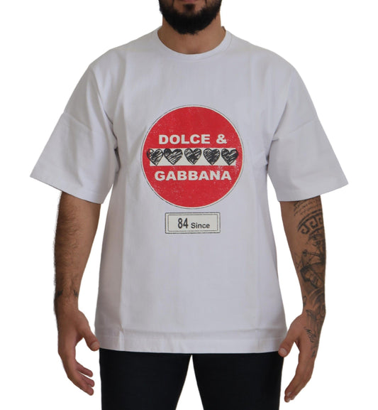 T-shirt Dolce &amp; Gabbana Chic en coton blanc avec cœur Amor
