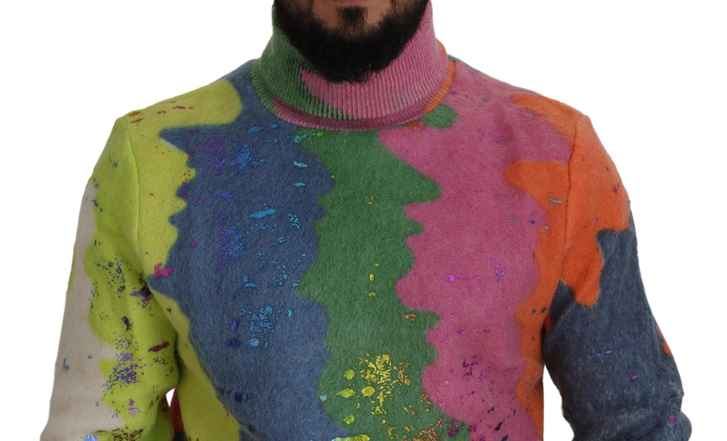 Dolce & Gabbana Multicolor Turtleneck Pullover Mohair Sweater by Dolce & Gabbana