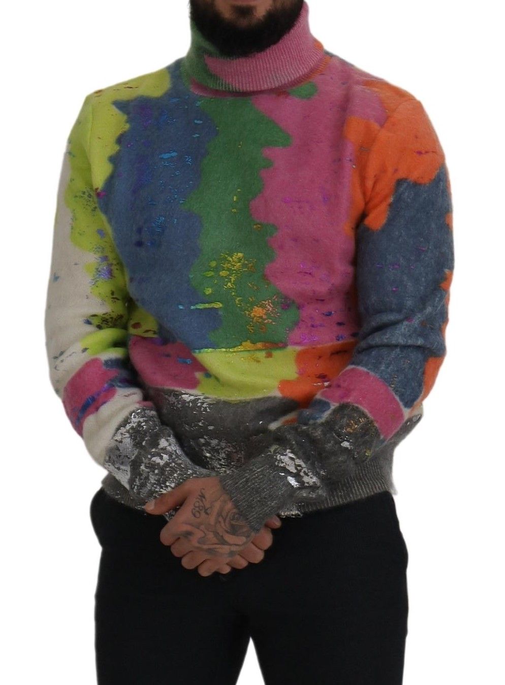 Dolce & Gabbana Multicolor Turtleneck Pullover Mohair Sweater by Dolce & Gabbana