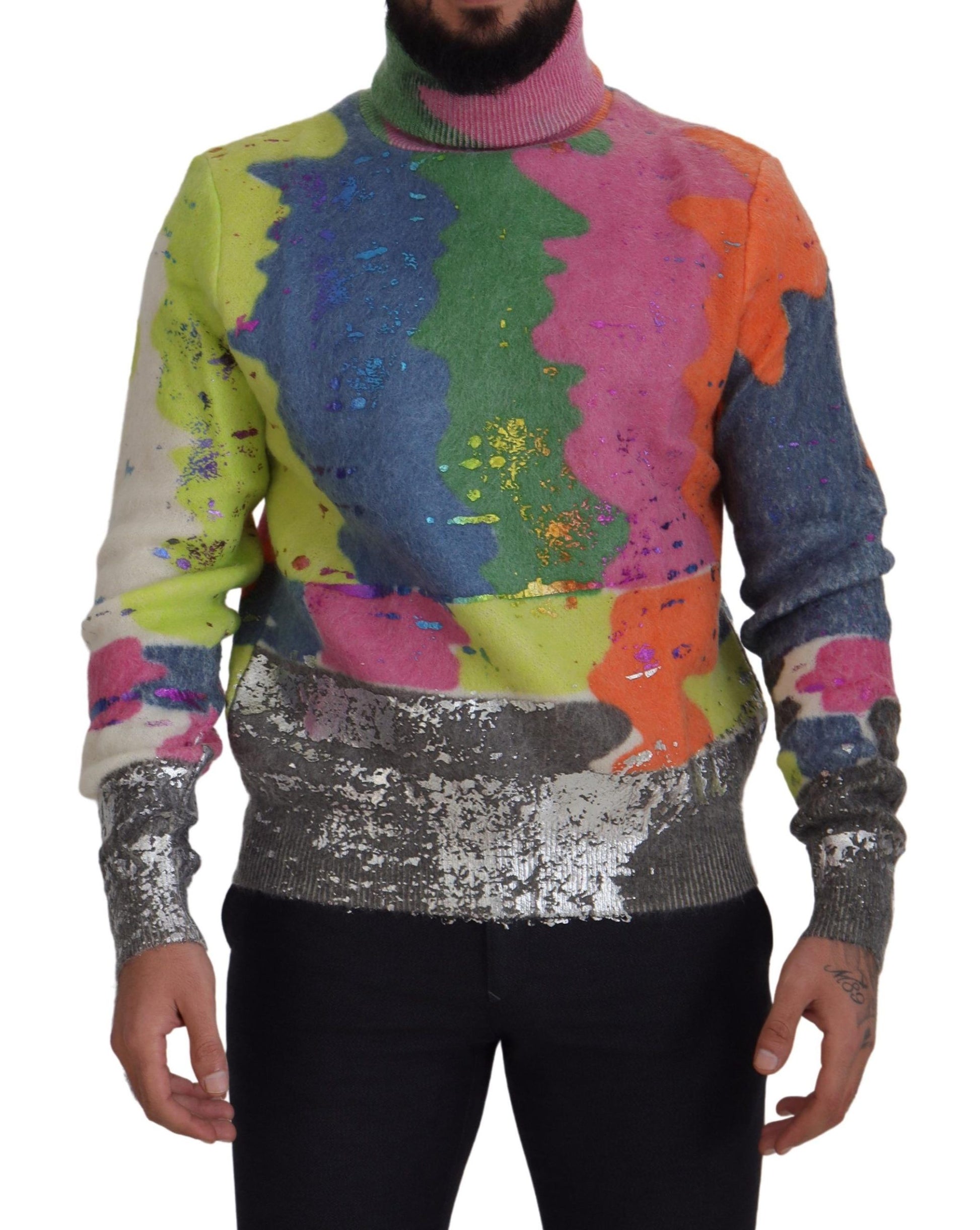 Dolce & Gabbana Multicolor Turtleneck Pullover Mohair Sweater by Dolce & Gabbana