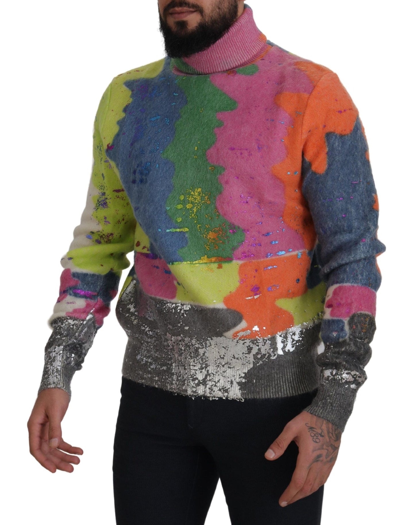 Dolce & Gabbana Multicolor Turtleneck Pullover Mohair Sweater by Dolce & Gabbana