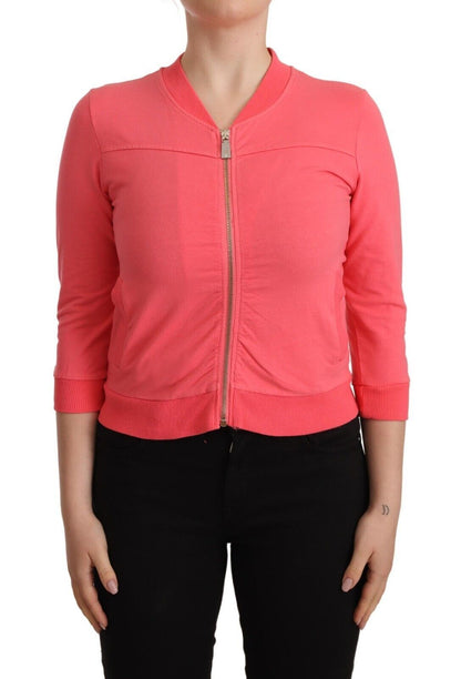 Blumarine Pink 3/4 Sleeve Zip Embellished Sweater by Blumarine
