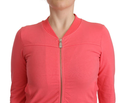 Blumarine Pink 3/4 Sleeve Zip Embellished Sweater by Blumarine