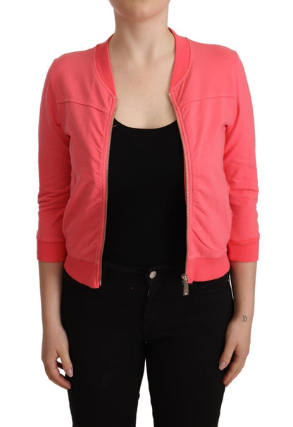 Blumarine Pink 3/4 Sleeve Zip Embellished Sweater by Blumarine