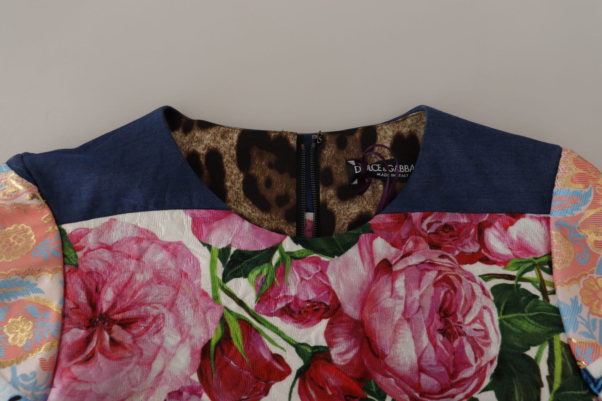 Dolce & Gabbana Multicolor Pachwork Floral Sheath Jaquard Mini Gown Dress by Dolce & Gabbana
