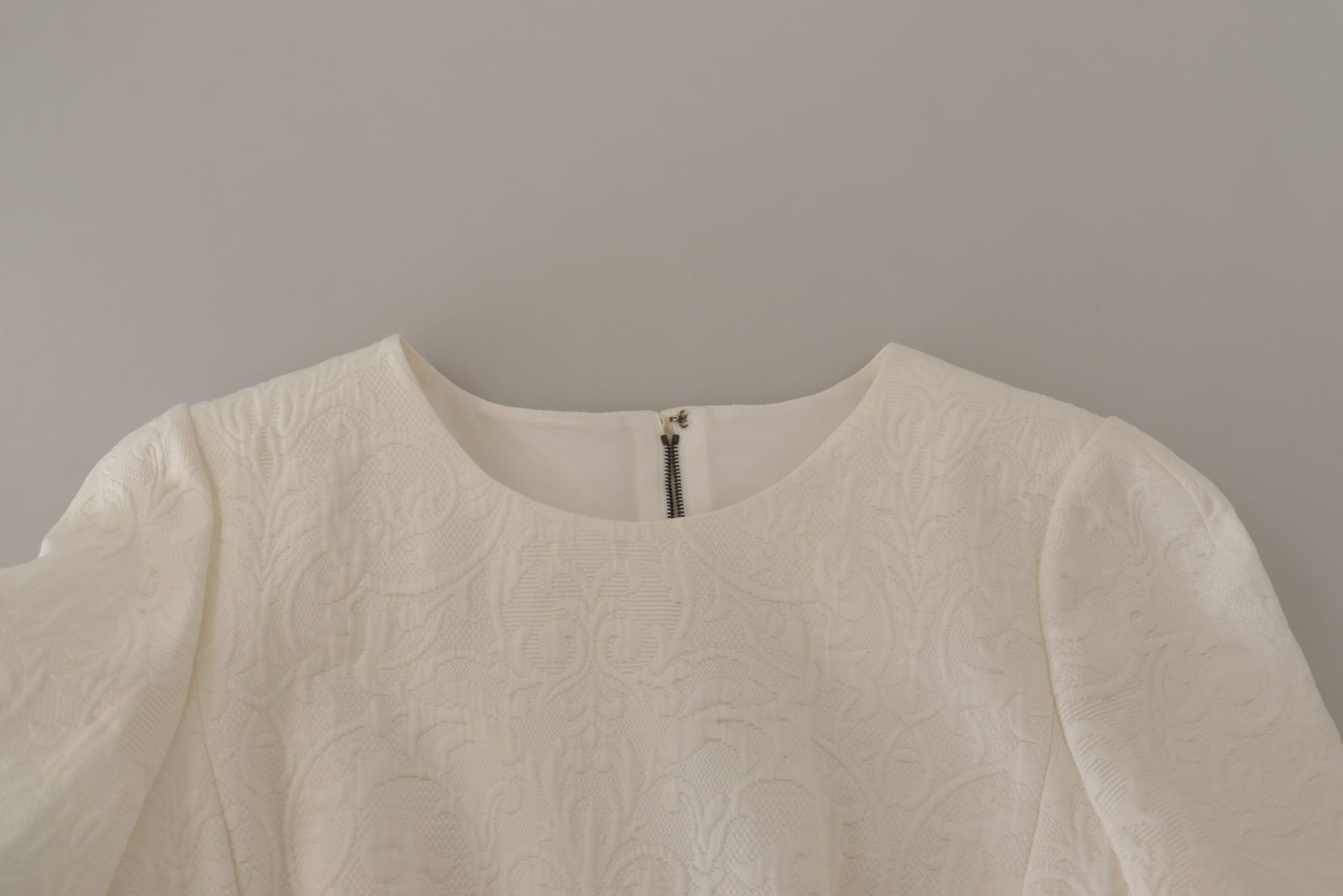 Dolce & Gabbana White Jaquard Midi Floral Sheath Brocade Dress by Dolce & Gabbana