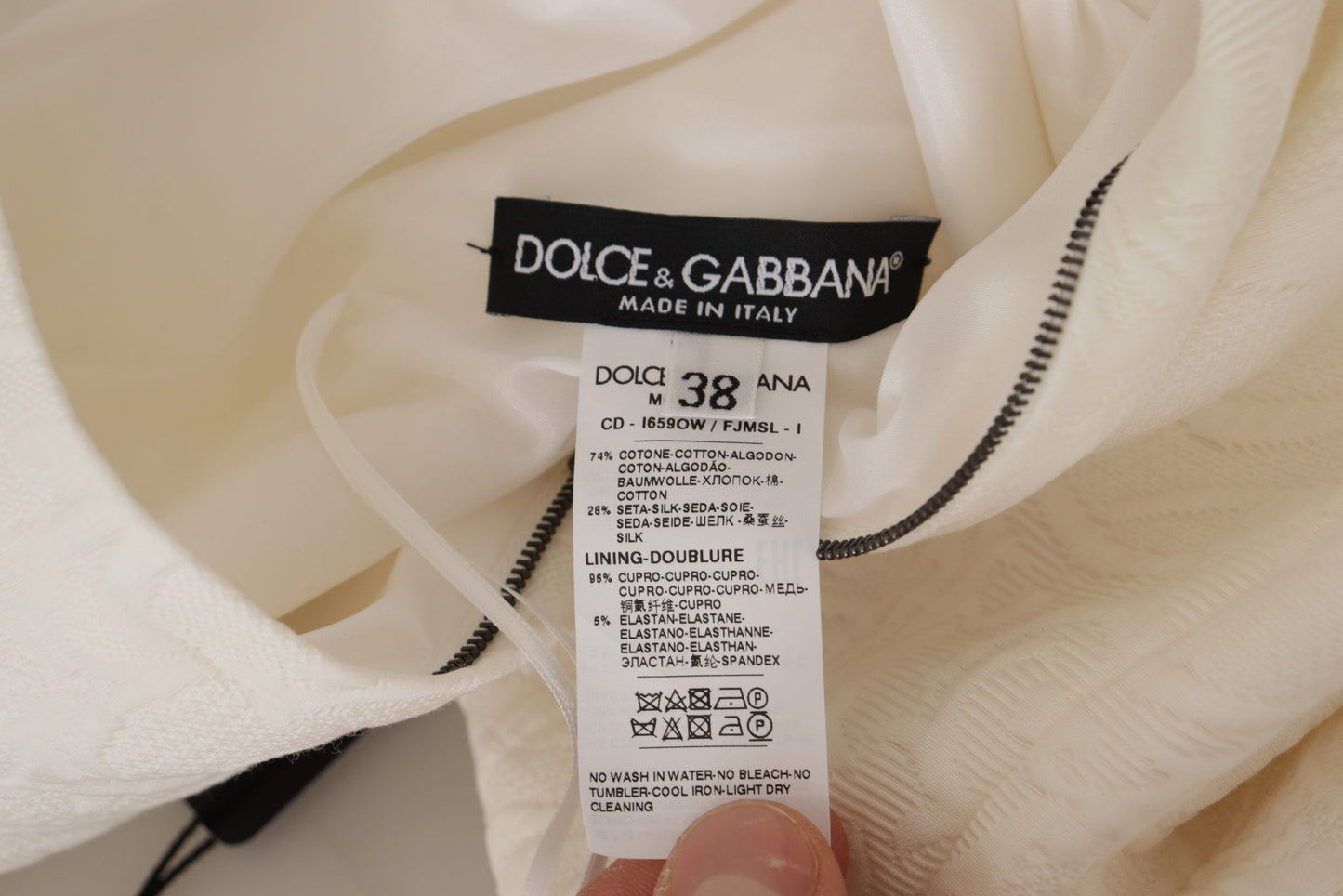 Dolce & Gabbana White Jaquard Midi Floral Sheath Brocade Dress by Dolce & Gabbana