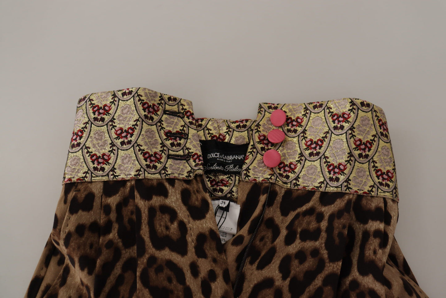 Dolce & Gabbana Brown Leopard Gold Jacquard High Waist Pants by Dolce & Gabbana