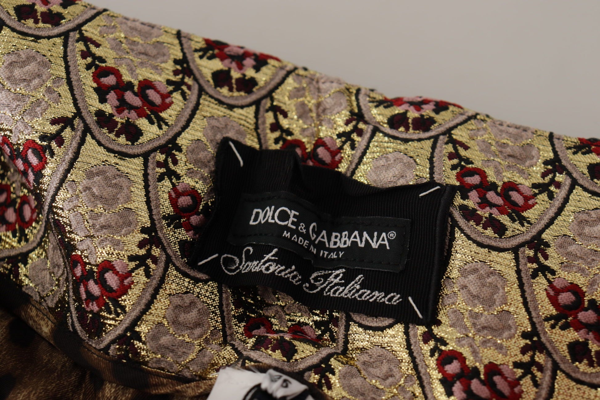 Dolce & Gabbana Brown Leopard Gold Jacquard High Waist Pants by Dolce & Gabbana