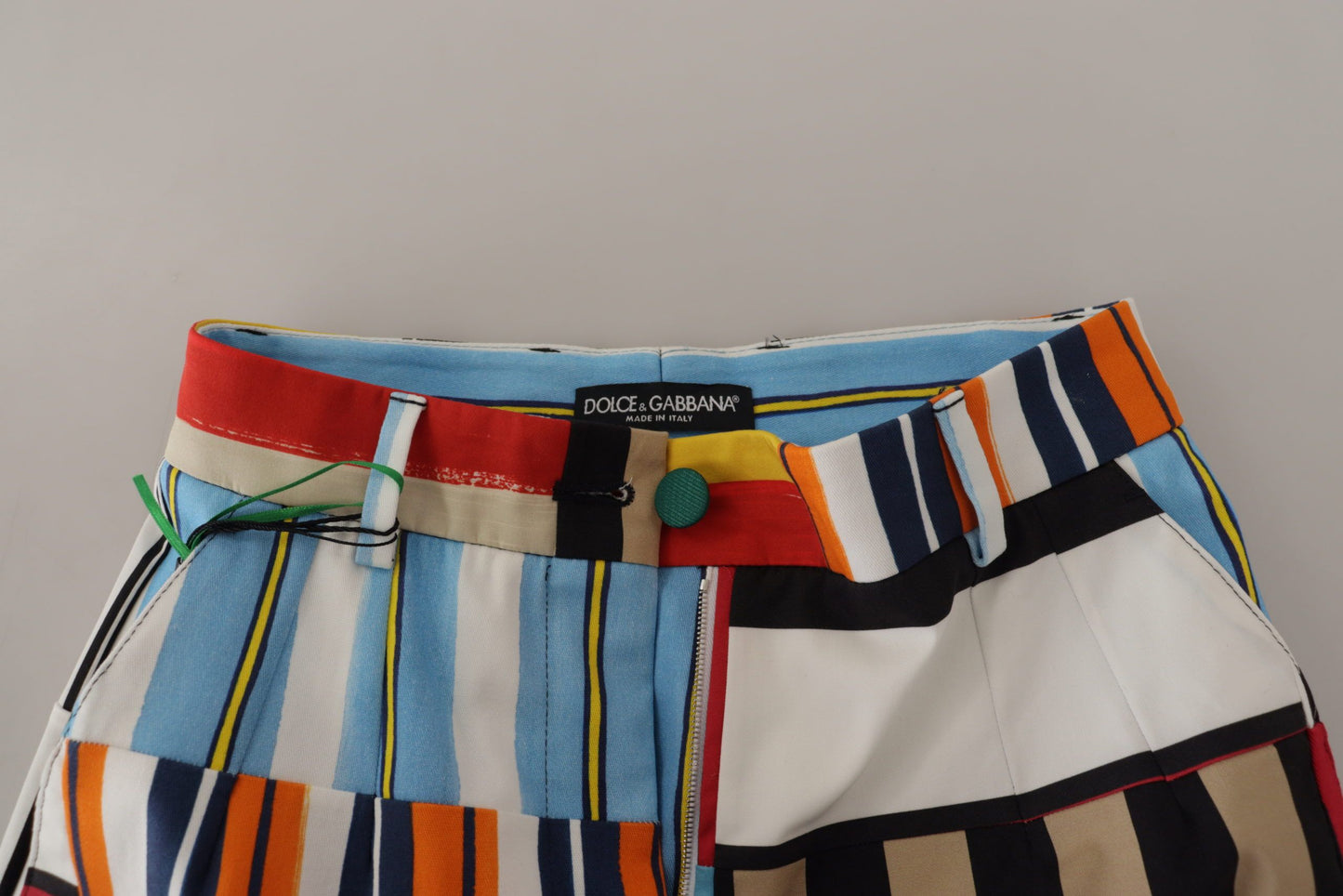 Dolce & Gabbana Multicolor Striped High Waist Cotton Pants by Dolce & Gabbana