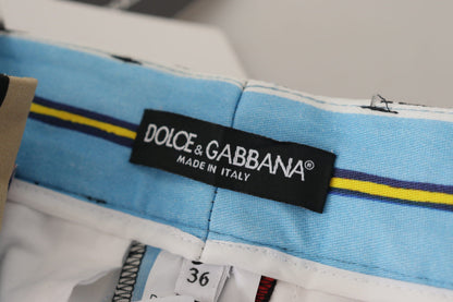 Dolce & Gabbana Multicolor Striped High Waist Cotton Pants by Dolce & Gabbana