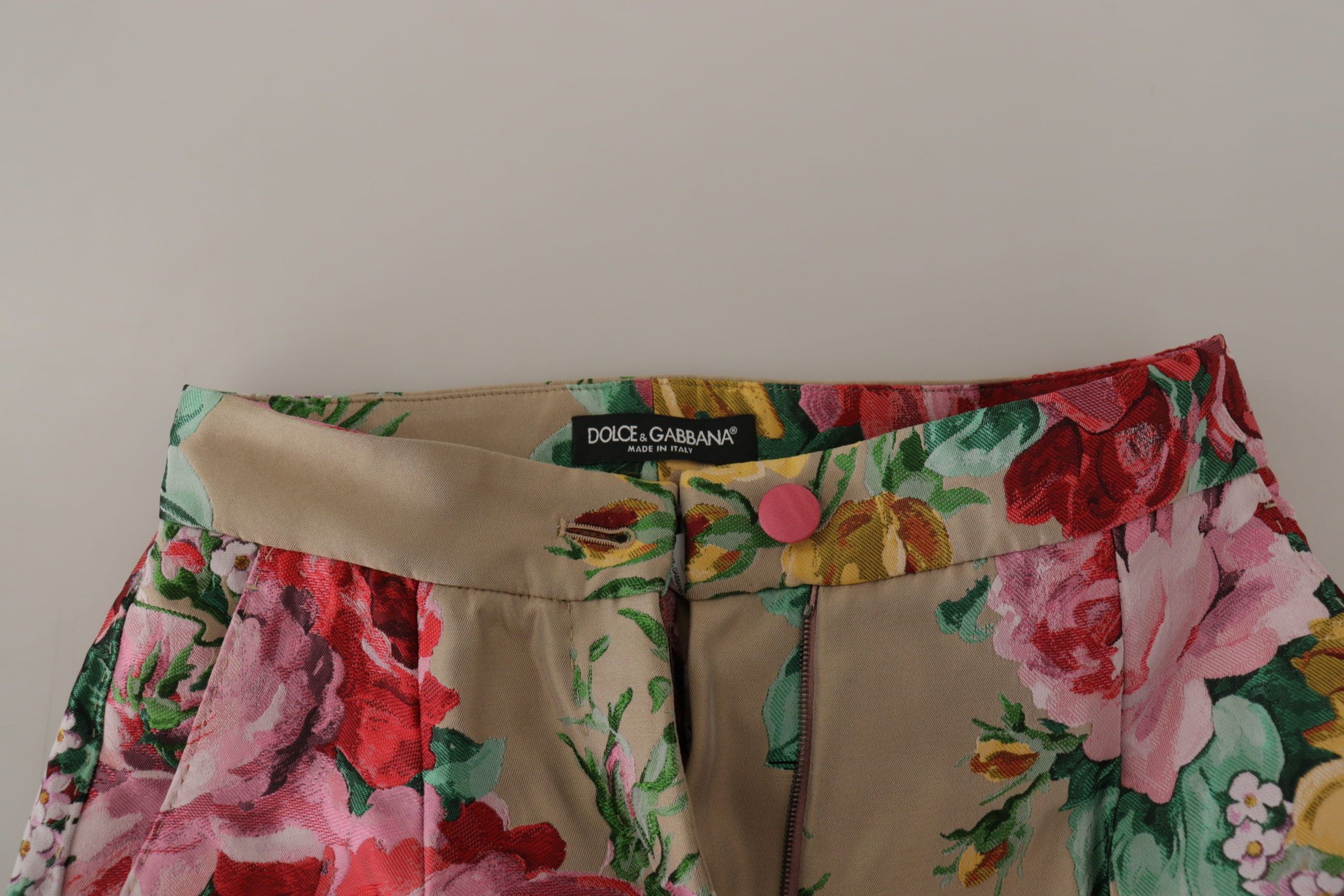 Dolce & Gabbana Beige Floral Dress Formal High Waist Pants by Dolce & Gabbana