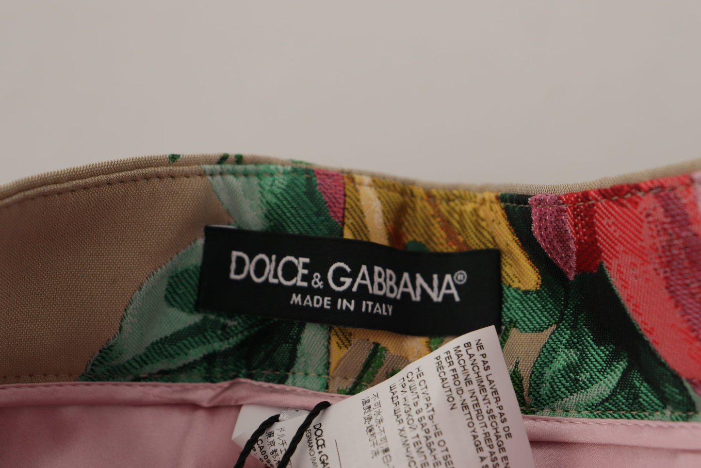 Dolce & Gabbana Beige Floral Dress Formal High Waist Pants by Dolce & Gabbana