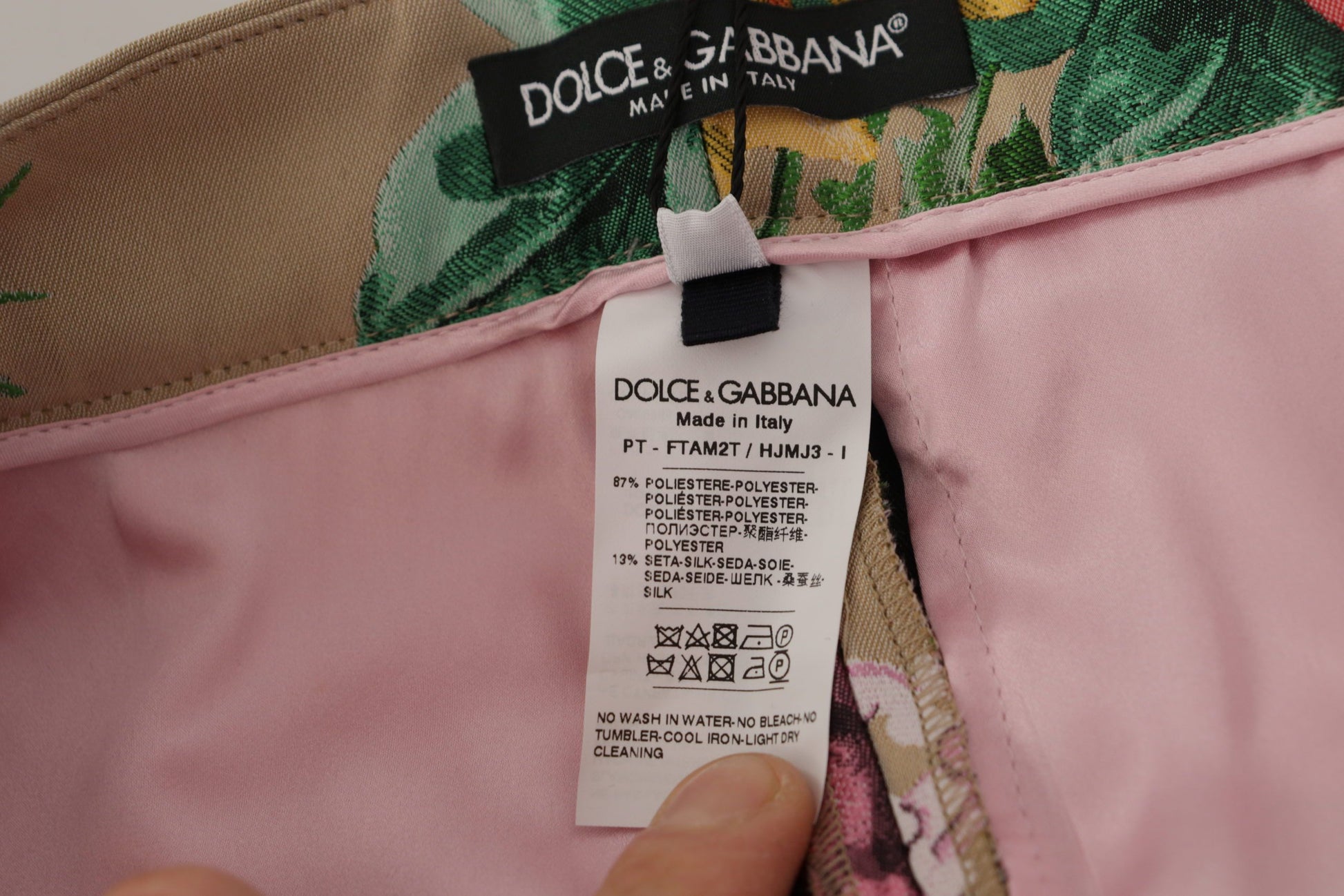 Dolce & Gabbana Beige Floral Dress Formal High Waist Pants by Dolce & Gabbana