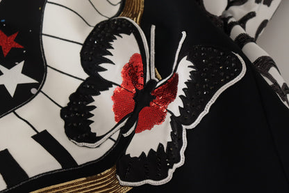 Jupe trapèze taille haute noire ornée Dolce &amp; Gabbana