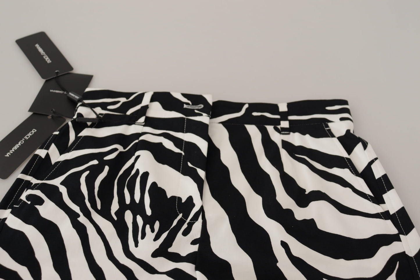 Dolce &amp; Gabbana Black White Cotton Stretch Hot Pants Shorts