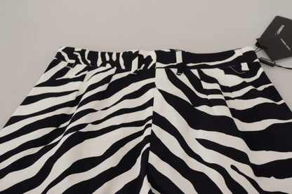 Dolce &amp; Gabbana Black White Cotton Stretch Hot Pants Shorts
