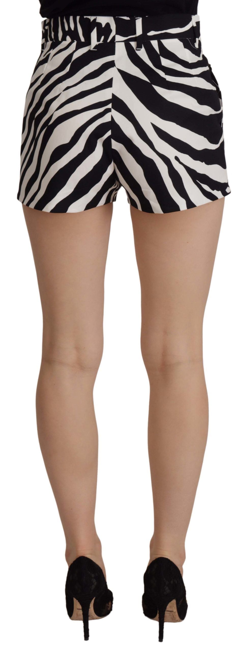 Dolce &amp; Gabbana Black White Cotton Stretch Hot Pants Shorts