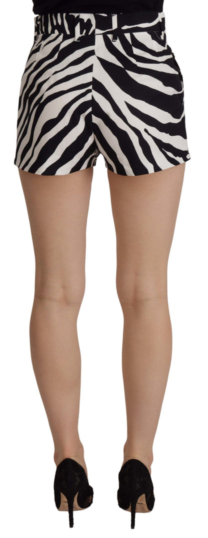 Dolce &amp; Gabbana Black White Cotton Stretch Hot Pants Shorts