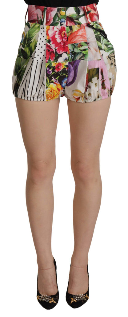 Short taille haute à fleurs multicolores en majolique Dolce &amp; Gabbana