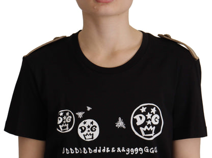T-shirt en coton noir à logo Dolce &amp; Gabbana Chic pour femme