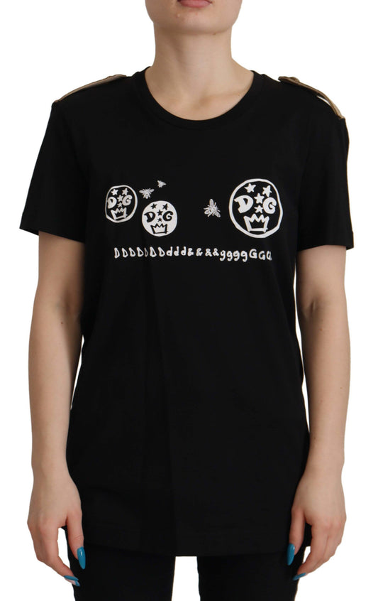 T-shirt en coton noir à logo Dolce &amp; Gabbana Chic pour femme