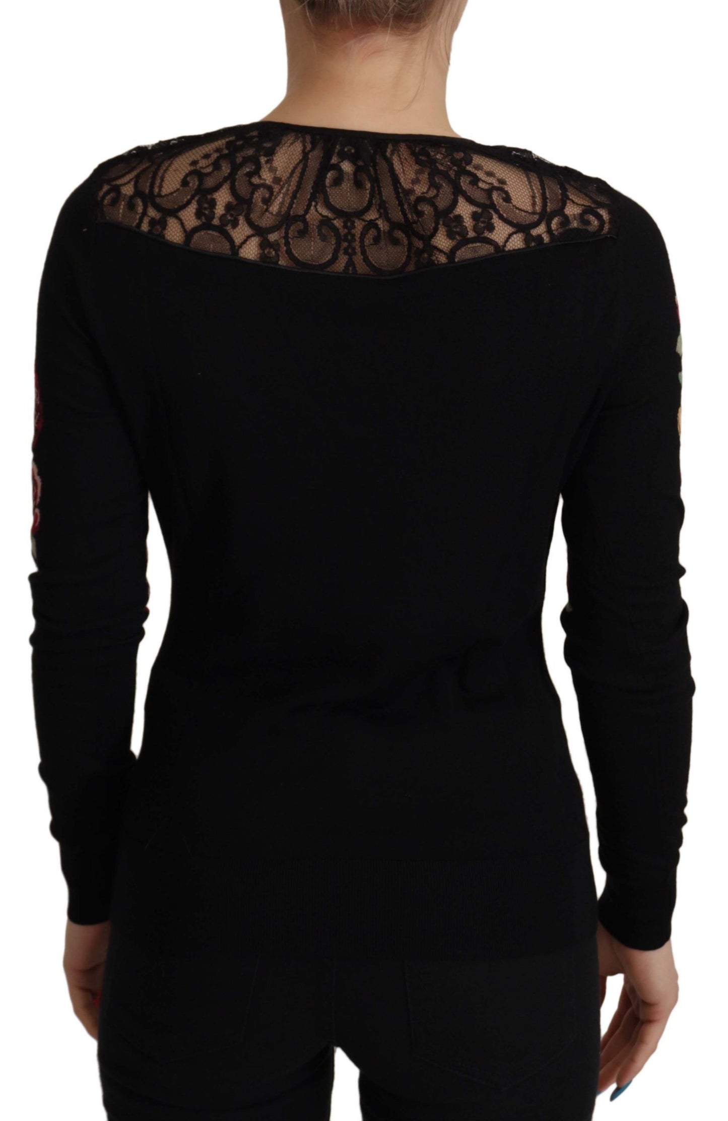 Dolce & Gabbana Black Lace Angel Roses Cardigan Sweater by Dolce & Gabbana