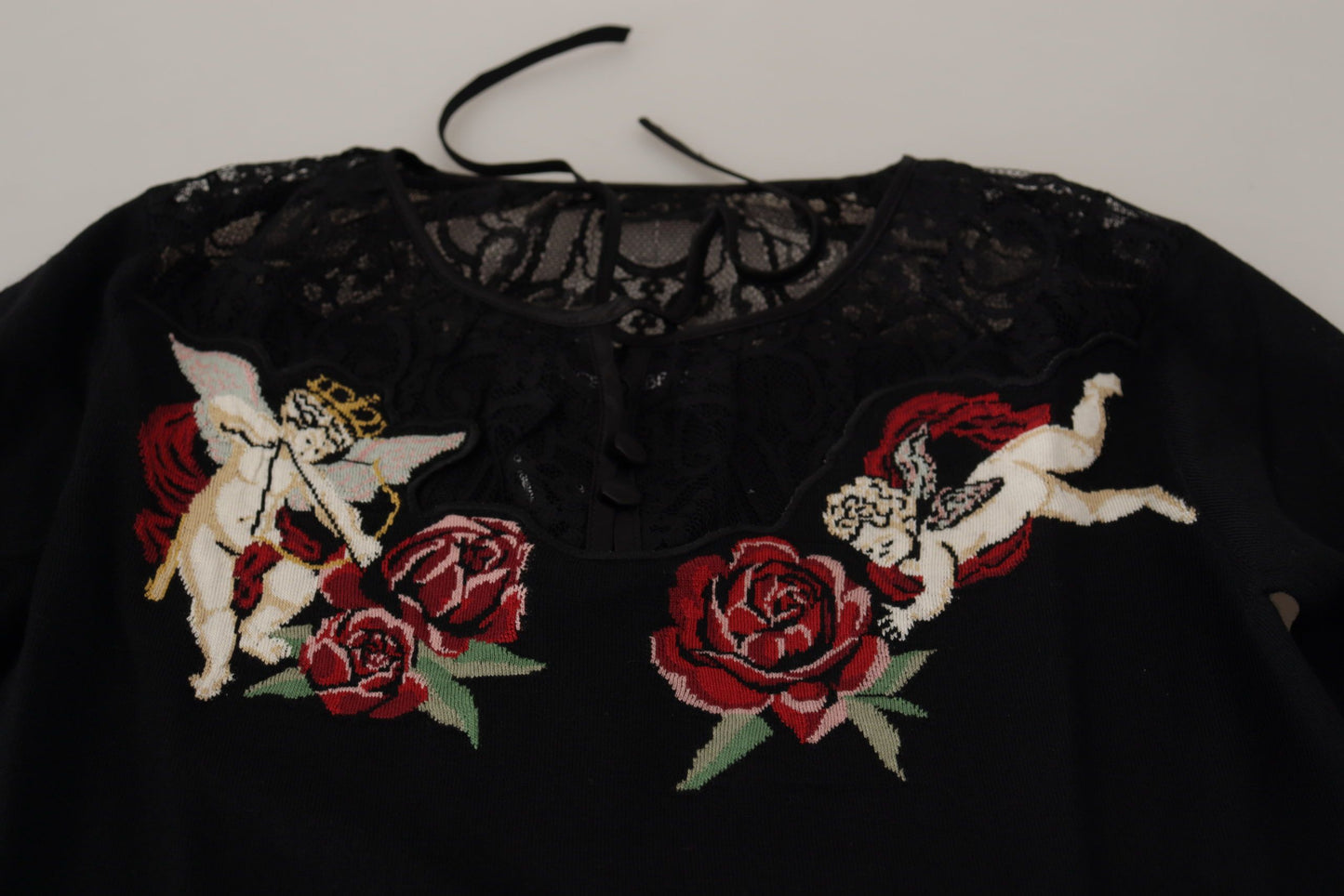 Dolce & Gabbana Black Lace Angel Roses Cardigan Sweater by Dolce & Gabbana