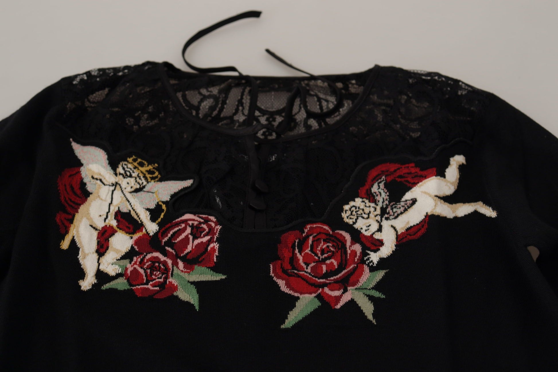 Dolce & Gabbana Black Lace Angel Roses Cardigan Sweater by Dolce & Gabbana