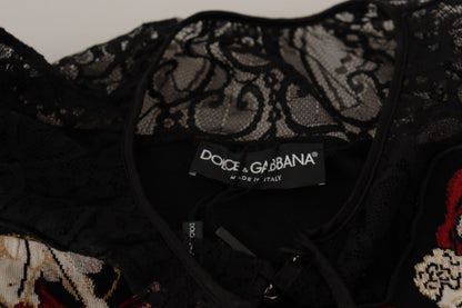 Dolce & Gabbana Black Lace Angel Roses Cardigan Sweater by Dolce & Gabbana
