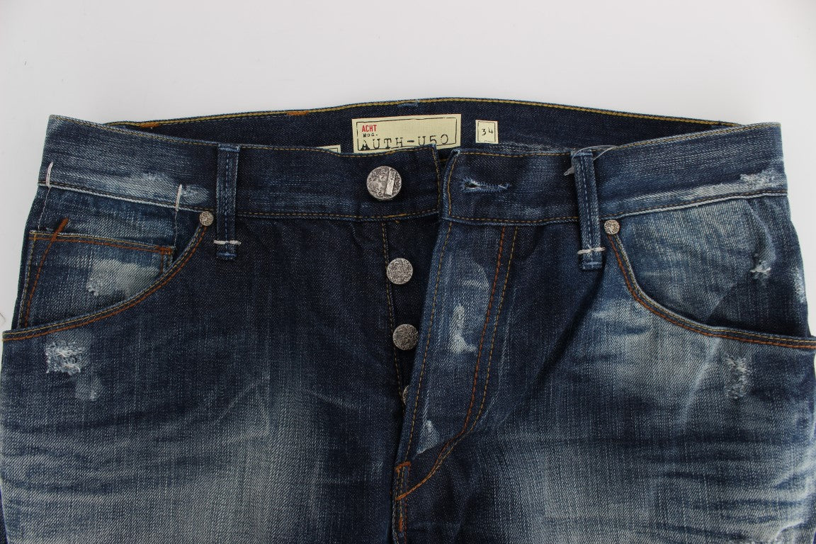 Huit jeans authentiques coupe classique bleu délavé