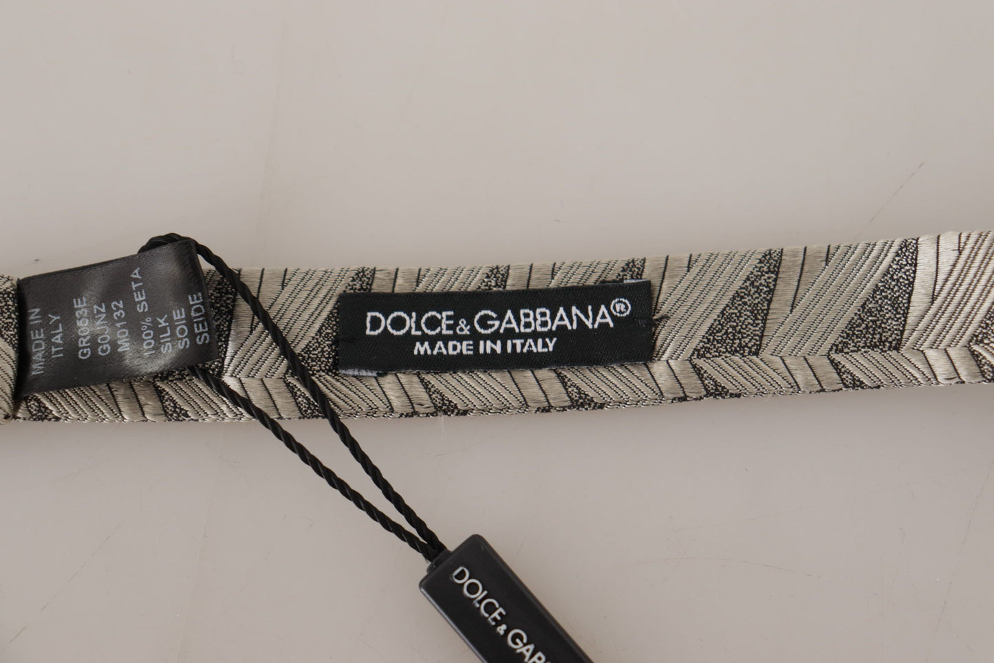 Dolce &amp; Gabbana Gray 100% Silk Adjustable Neck Papillon Bow Tie